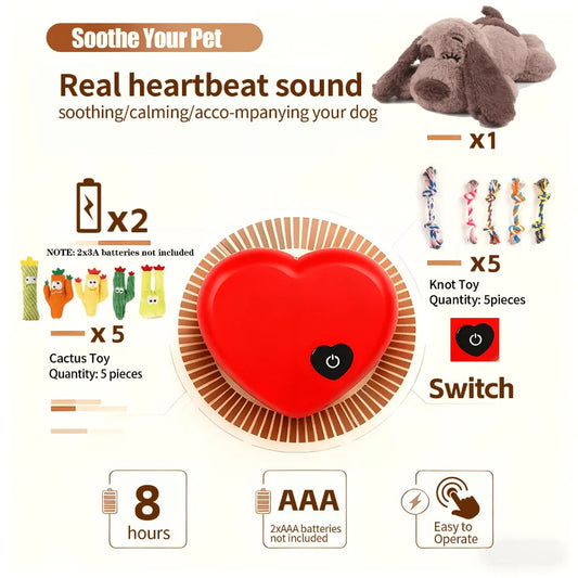 Plush Dog Heartbeat Toy For Anxiety Relief