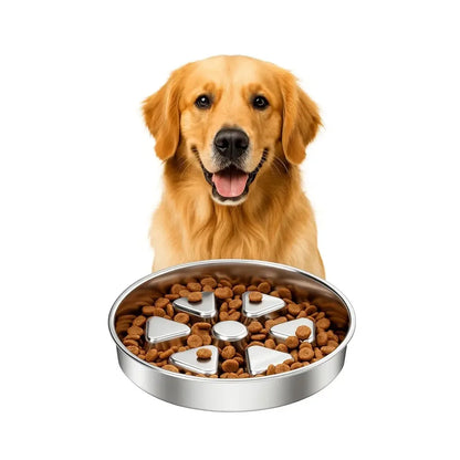 Stainless Steel Slow Feeder Dog Bowl - 2.5-Cup Non-Slip for Medium-Large Dogs, Aids Healthy Digestion,