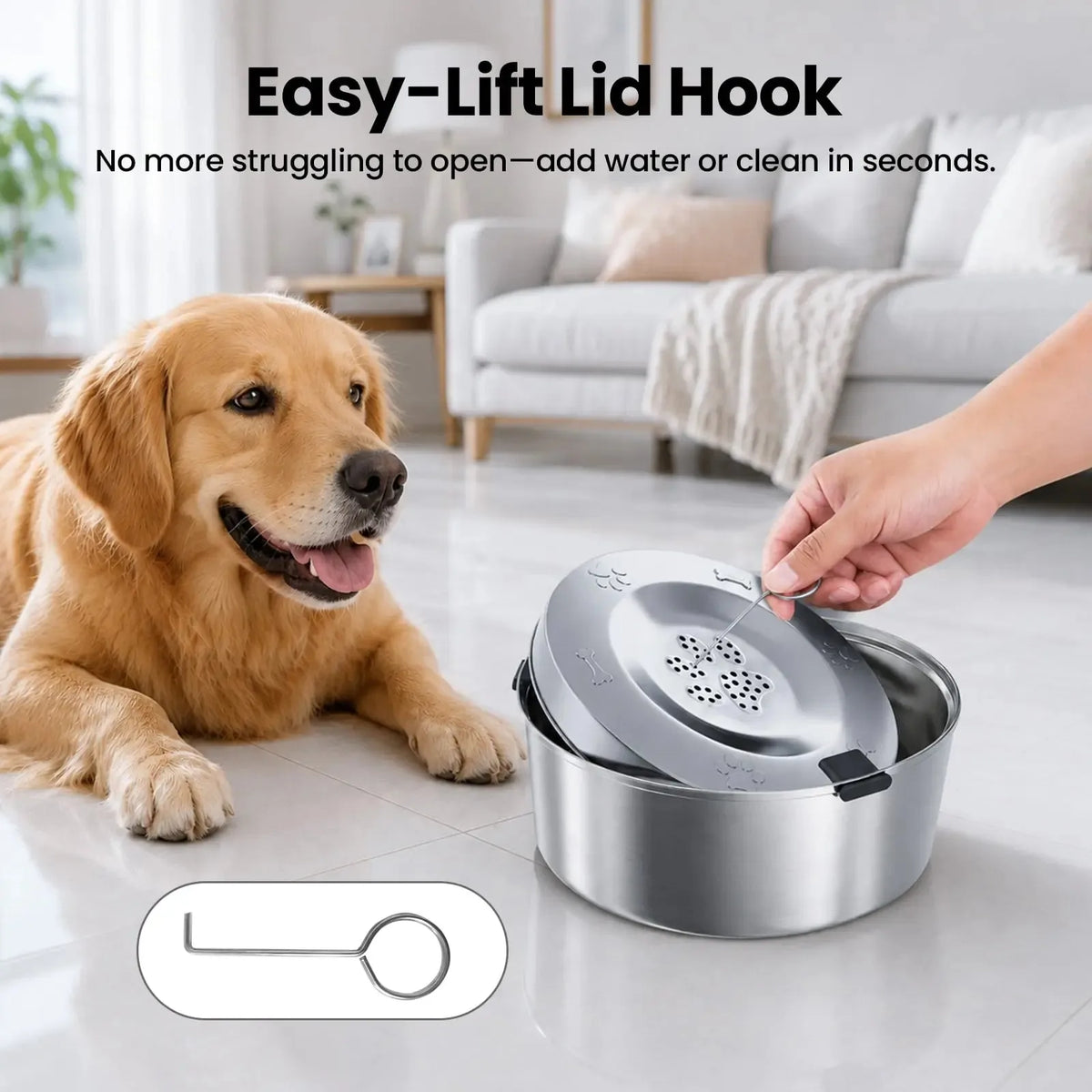 Dog Water Bowl, No-Spill & Splash-Proof  for Medium & Large Dogs