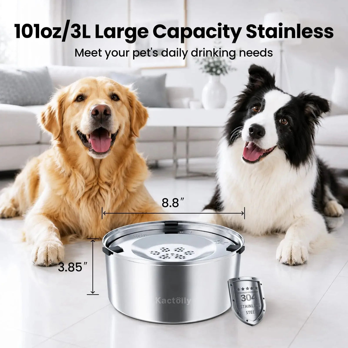 Dog Water Bowl, No-Spill & Splash-Proof  for Medium & Large Dogs