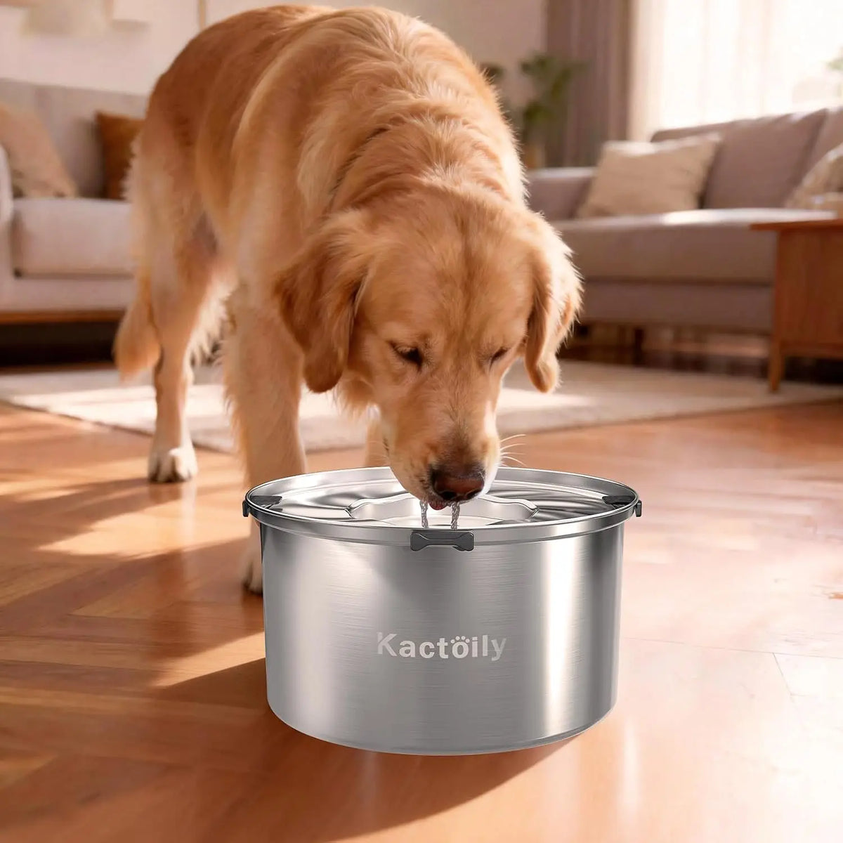 1.47 Gal Stainless Steel No Spill Water Bowl for Large Dogs