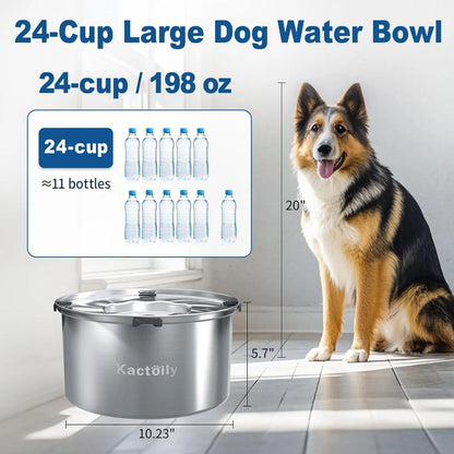 1.47 Gal Stainless Steel No Spill Water Bowl for Large Dogs