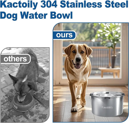 1.47 Gal Stainless Steel No Spill Water Bowl for Large Dogs
