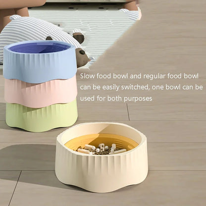 2 in 1 Rotatable Slow Feeder Dog Bowl 60° Anti-Choke Anti-Vomit for Cats and Dogs