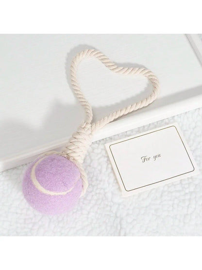 Pet Dog Tennis Ball Chew Toy With Rope