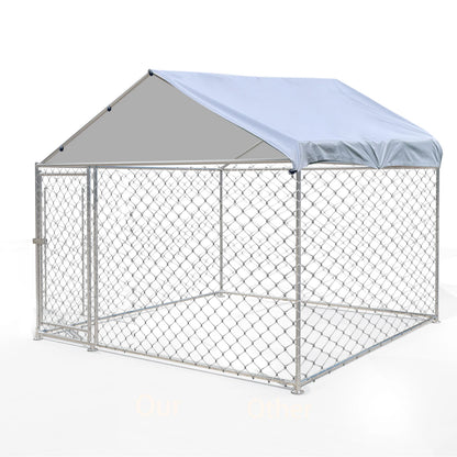 Large Outdoor Dog Kennel 200x150x200cm, Heavy Duty Metal Pet Cage with Waterproof Roof & Sun Protection for Backyard Garden Patio