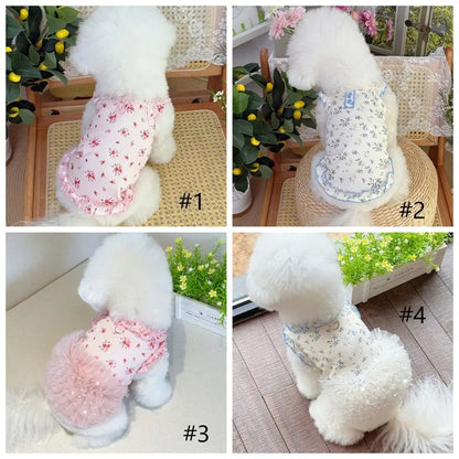 Floral Dress Comfortable Sleeveless Dog Skirt Breathable