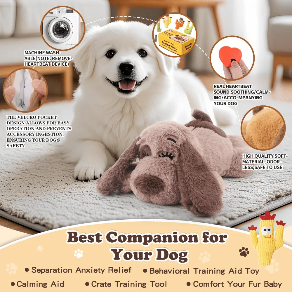 Plush Dog Heartbeat Toy For Anxiety Relief
