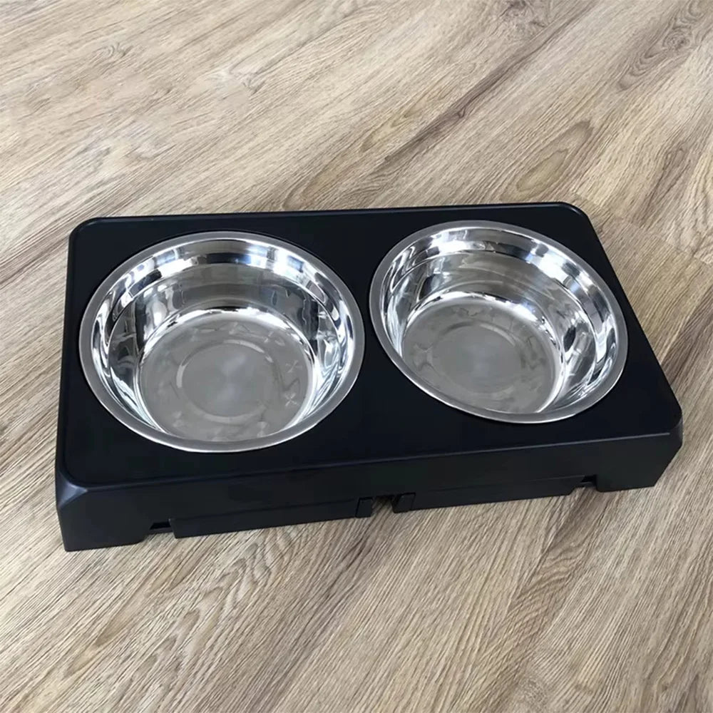 Adjustable Elevated Dog Feeder Stainless Steel Food Water Bowls,  for Small Medium Large Dogs