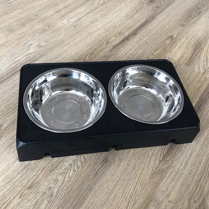 Adjustable Elevated Dog Feeder Stainless Steel Food Water Bowls,  for Small Medium Large Dogs