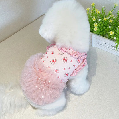 Floral Dress Comfortable Sleeveless Dog Skirt Breathable