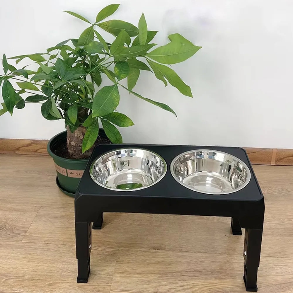 Adjustable Elevated Dog Feeder Stainless Steel Food Water Bowls,  for Small Medium Large Dogs
