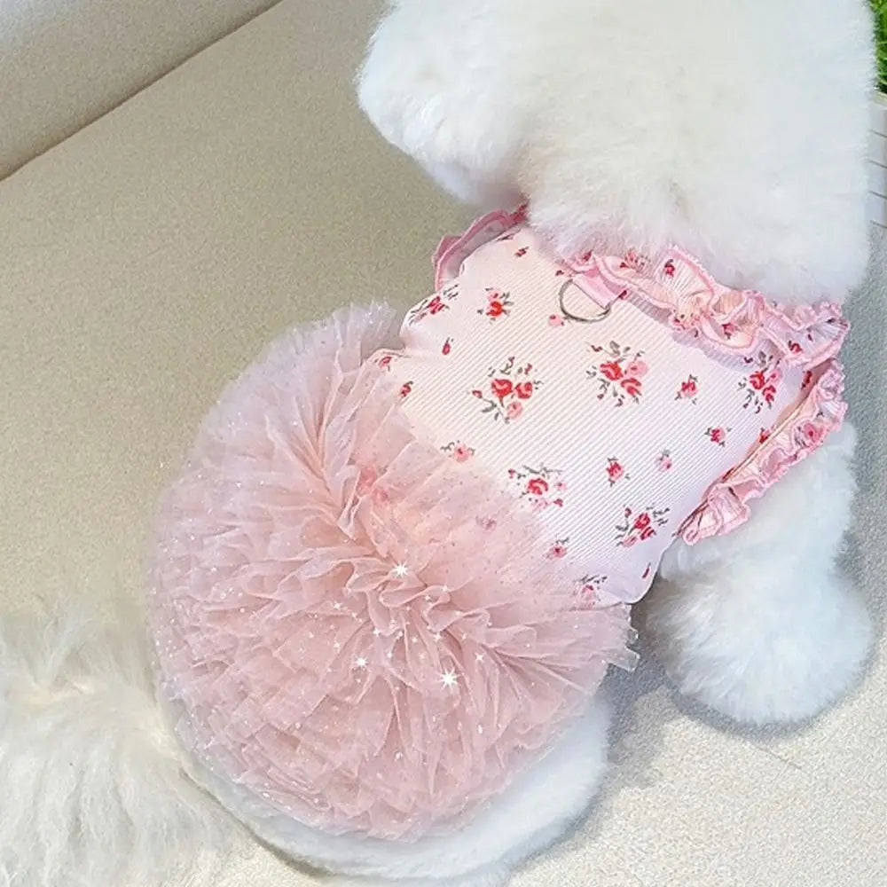 Floral Dress Comfortable Sleeveless Dog Skirt Breathable