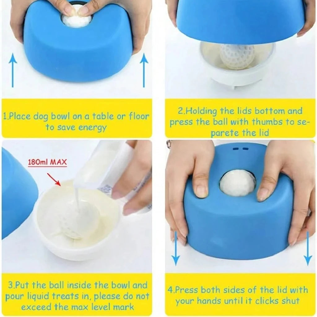 5pcs Anti-Choking Slow Feeder Dog Bowl Non-Slip 3/4 Cup -4pcs Double-Sided Toothbrushes  Liquid Treats Bone Broth Ice Cream Yogurt