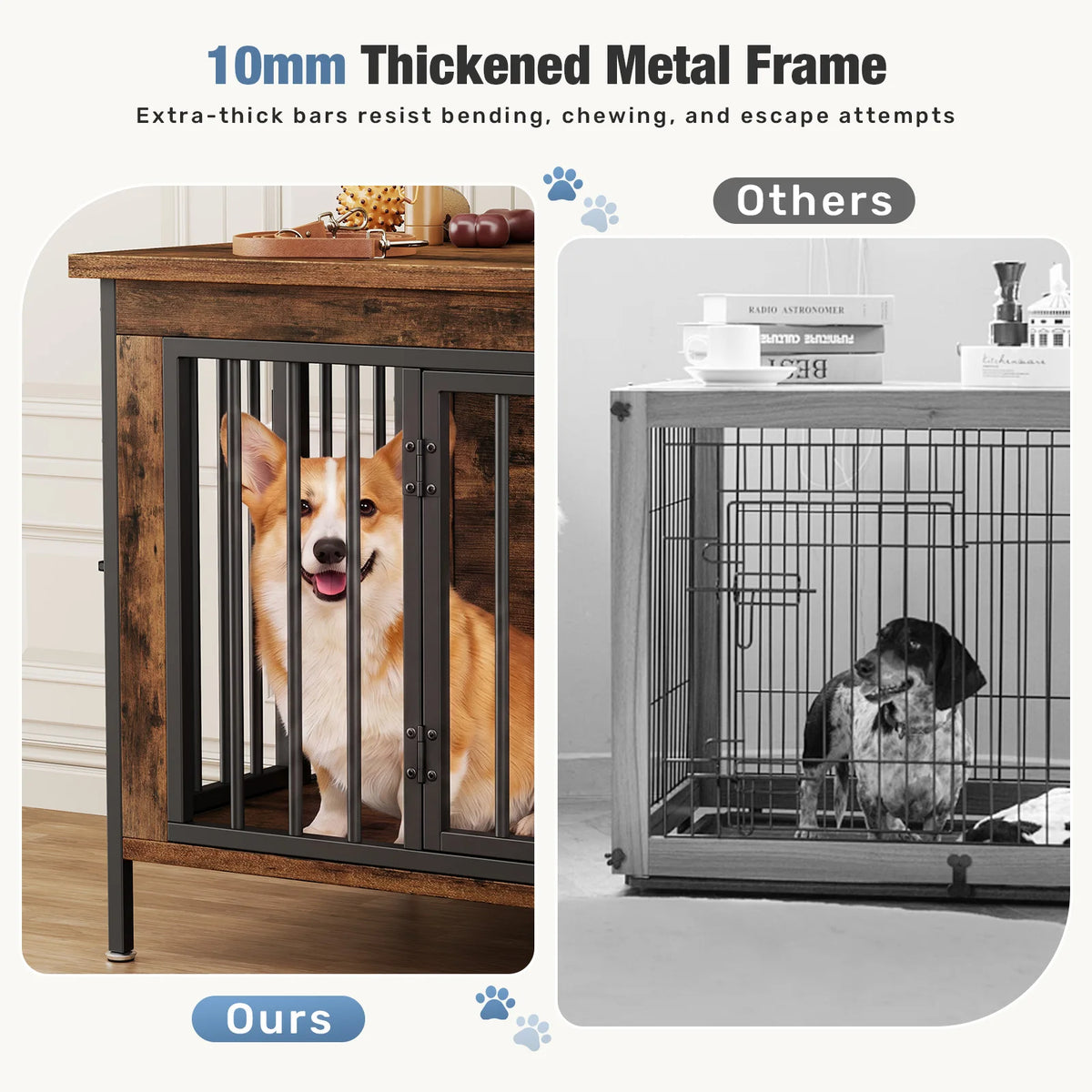 54 Inch Double Door Wooden Dog Cage with Divider  for Indoor Outdoor