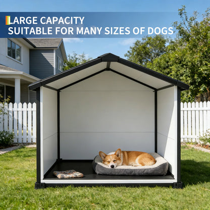 Large Waterproof Dog House for Indoor & Outdoor Use  with Removable Roof, Elevated Floor Air Vents – 57L x 47W x 50H