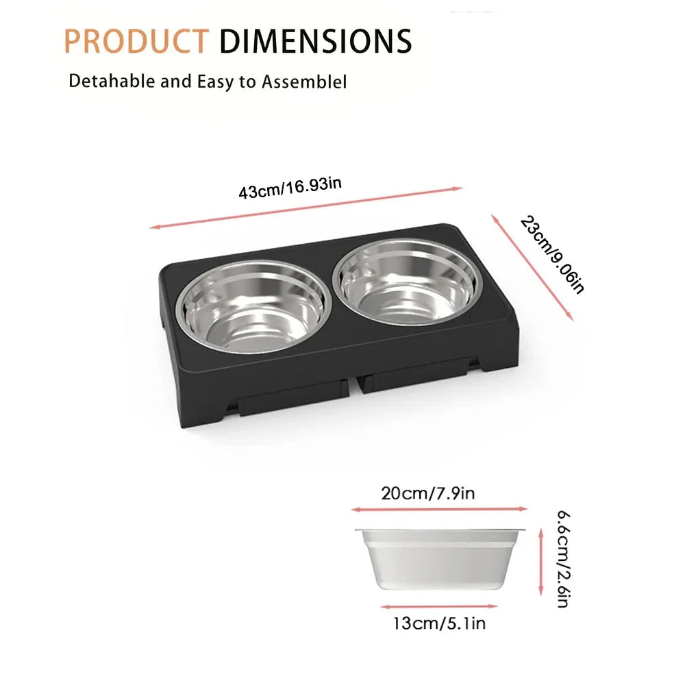 Adjustable Elevated Dog Feeder Stainless Steel Food Water Bowls,  for Small Medium Large Dogs