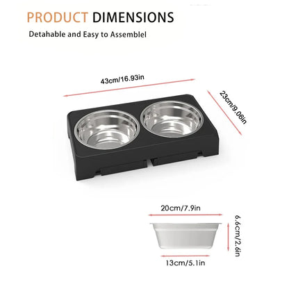 Adjustable Elevated Dog Feeder Stainless Steel Food Water Bowls,  for Small Medium Large Dogs