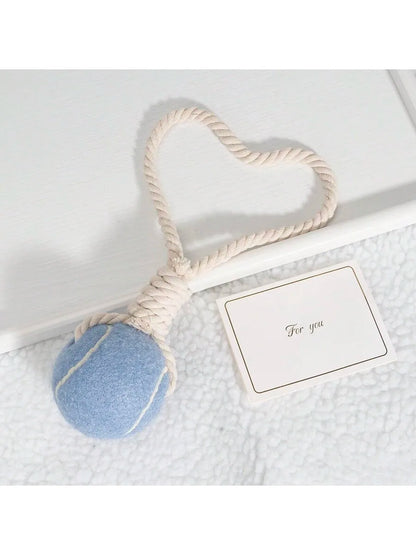 Pet Dog Tennis Ball Chew Toy With Rope