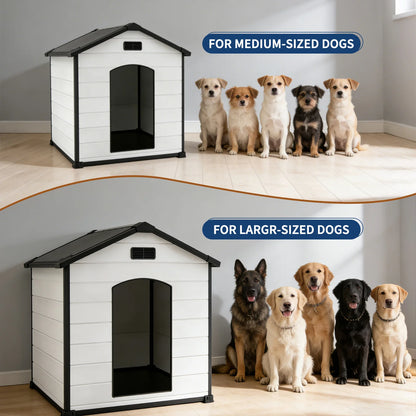 Large Waterproof Dog House for Indoor & Outdoor Use  with Removable Roof, Elevated Floor Air Vents – 57L x 47W x 50H