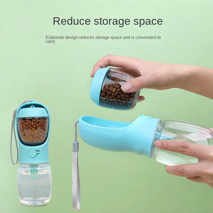 Portable Dog Cat Water Bottle with Storage Food  Container Outdoor, Travel
