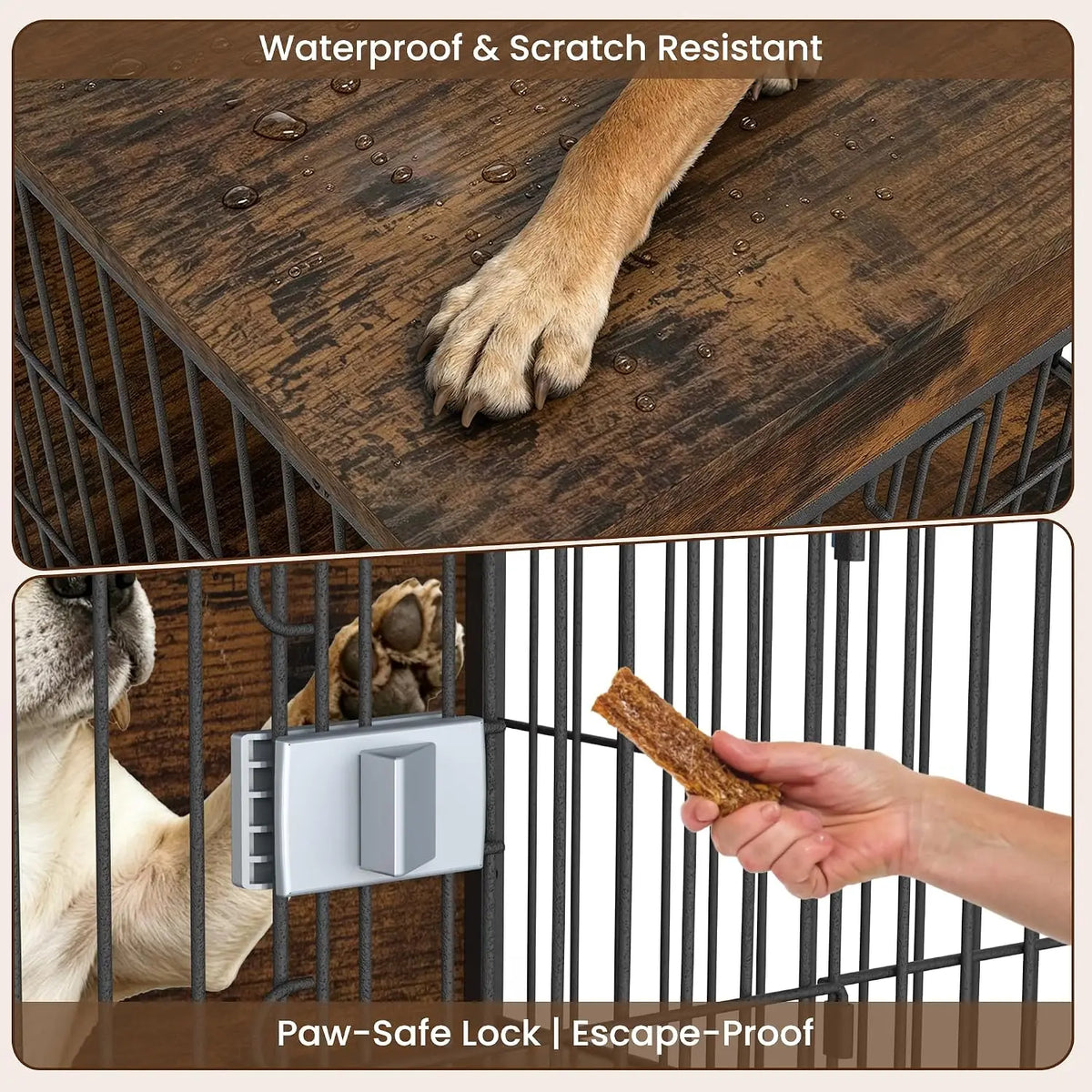 Wooden Dog Crate Furniture for Medium Dogs with High Anxiety –  Living Room or Bedroom