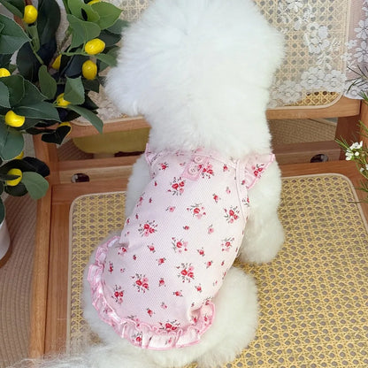 Floral Dress Comfortable Sleeveless Dog Skirt Breathable