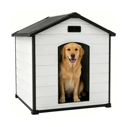 Large Waterproof Dog House for Indoor & Outdoor Use  with Removable Roof, Elevated Floor Air Vents – 57L x 47W x 50H