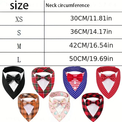 Plaid Bow Tie Pet Collar Scarf Cute Festival Costume Accessories For Dogs Cats  For Valentine's Day Easter Christmas