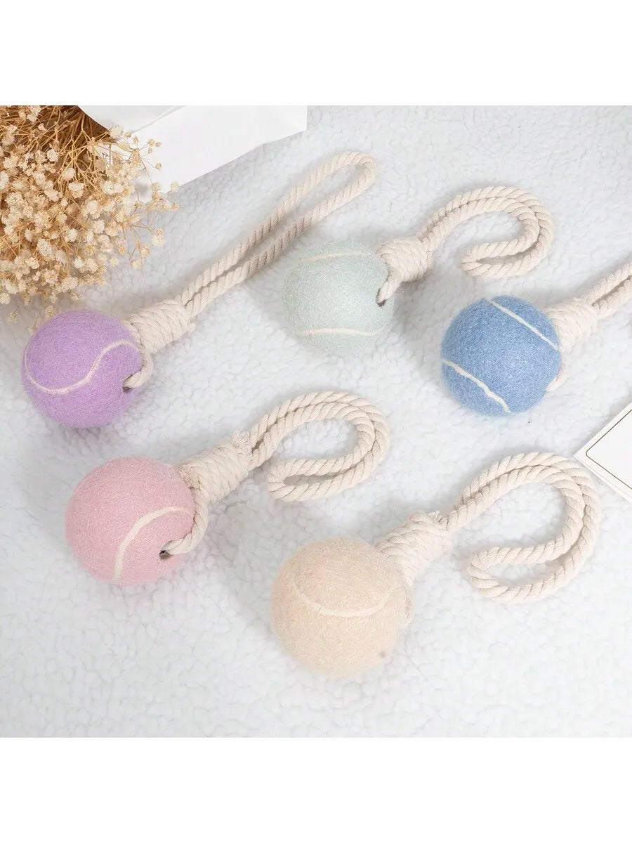 Pet Dog Tennis Ball Chew Toy With Rope