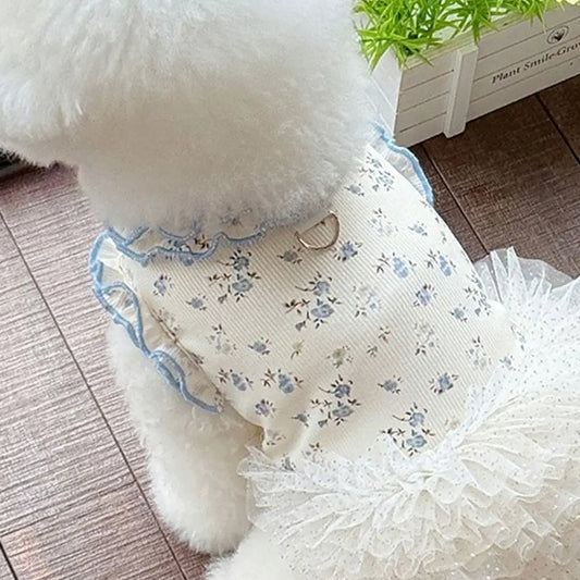 Floral Dress Comfortable Sleeveless Dog Skirt Breathable