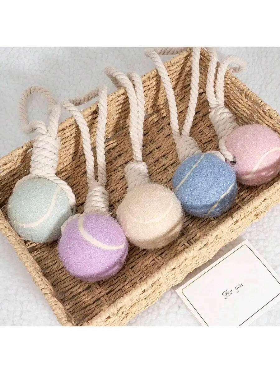 Pet Dog Tennis Ball Chew Toy With Rope